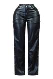 Fashion Slim Hollow Out PU Leather Pants GSMJ-6979