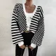 Plaid Patchwork Stripe Knits Coats GDAM-1027