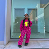 Kids Grils Print Long Sleeve Sweatshirt Pants Suit GYAY-8113