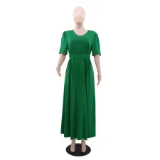 Solid Color Tie Up Split Maxi Dress GYLY-10579
