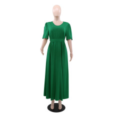Solid Color Tie Up Split Maxi Dress GYLY-10579