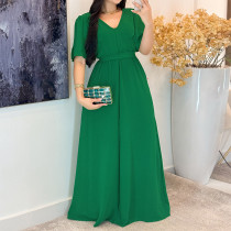 Solid Color Tie Up Split Maxi Dress GYLY-10579