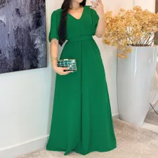 Solid Color Tie Up Split Maxi Dress GYLY-10579
