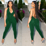 Solid Color Halterneck Backless Jumpsuit AL-293