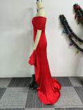 Plus Size Solid One Shoulder Lace Maxi Dress NY-10960