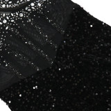 Velour Sequin Sling Hot Drill Maxi Dress CYA-901592