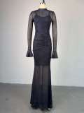 Lace Long Sleeve Slim Maxi Dress GCNE-7948