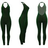 Solid Color Halterneck Backless Jumpsuit AL-293