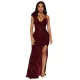 Sexy Sequin Solid Color Split Evening Dress CYA-901361
