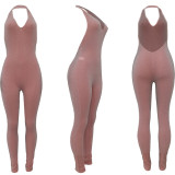 Solid Color Halterneck Backless Jumpsuit AL-293