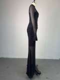 Lace Long Sleeve Slim Maxi Dress GCNE-7948