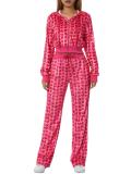 Gold Velour Print Hooded Two Piece Pants Set GLF-10071-1