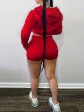Solid Color Zipper Sweatshirt Two Piece Shorts Set GLF-10011