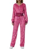 Gold Velour Print Hooded Two Piece Pants Set GLF-10071-1