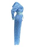 Gold Velour Print Hooded Two Piece Pants Set GLF-10071-1