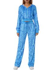 Gold Velour Print Hooded Two Piece Pants Set GLF-10071-1