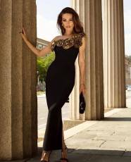 Gold 3D Floral One Shoulder Evening Dress GSHR-3009