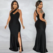 Sexy Slash Shoulder Sling Maxi Dress GYRY-8015