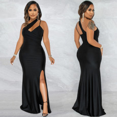 Sexy Slash Shoulder Sling Maxi Dress GYRY-8015