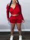 Solid Color Zipper Sweatshirt Two Piece Shorts Set GLF-10011