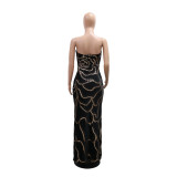 V Neck Sequin Tube Tops Long Dress CYA-901533