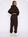 Padded Sports Loose Hooded Drawstring Pants Set MIL-136