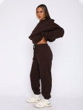 Padded Sports Loose Hooded Drawstring Pants Set MIL-136