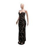 V Neck Sequin Tube Tops Long Dress CYA-901533