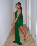 Sexy Solid One Shoulder Sleeve Tight Mini Dress AIL-227