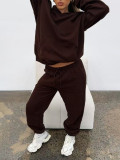 Padded Sports Loose Hooded Drawstring Pants Set MIL-136