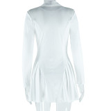 Solid Color Single-breasted Mini Dress GJYO-301302