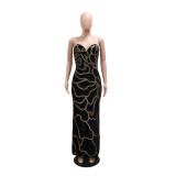 V Neck Sequin Tube Tops Long Dress CYA-901533