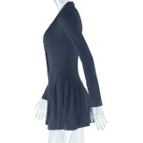 Solid Color Single-breasted Mini Dress GJYO-301302
