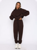 Padded Sports Loose Hooded Drawstring Pants Set MIL-136
