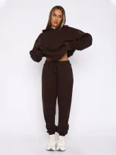 Padded Sports Loose Hooded Drawstring Pants Set MIL-136