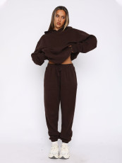 Padded Sports Loose Hooded Drawstring Pants Set MIL-136