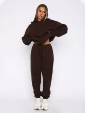 Padded Sports Loose Hooded Drawstring Pants Set MIL-136