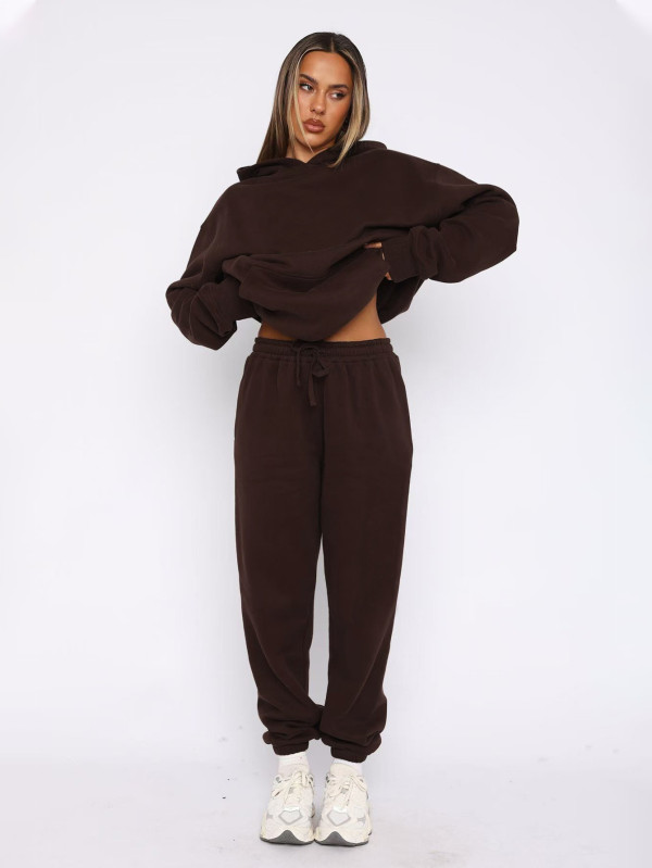 Padded Sports Loose Hooded Drawstring Pants Set MIL-136