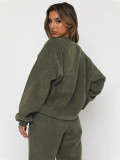 Solid Color Loose Long Sleeve Two Piece Pants Set MIL-128