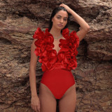 Deep V Sexy One-piece Swimsuit And Skirt Suit CYZY-11319