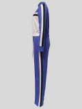 Color Block Zipper Drawstring Casual Pants Suit  MIL-T126