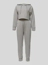 Solid Color Hooded Sweatshirt Sport Pants Suit MIL-140