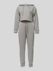 Solid Color Hooded Sweatshirt Sport Pants Suit MIL-140