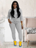 Solid Color Hooded Sweatshirt Sport Pants Suit MIL-140