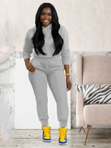 Solid Color Hooded Sweatshirt Sport Pants Suit MIL-140