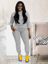 Solid Color Hooded Sweatshirt Sport Pants Suit MIL-140