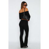 Solid Color Casual Sport Flare Pants MIL-6686