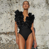 Deep V Sexy One-piece Swimsuit And Skirt Suit CYZY-11319