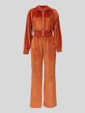 Velvet Long Sleeve Zipper Jacket Pants Sport Suit MIL-142