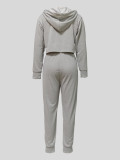 Solid Color Hooded Sweatshirt Sport Pants Suit MIL-140